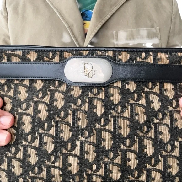 Vintage Christian Dior trotter shoulder bag canvas leather - Picture 2 of 12